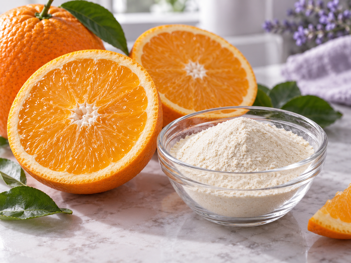 Fresh oranges and citrus pectin powder